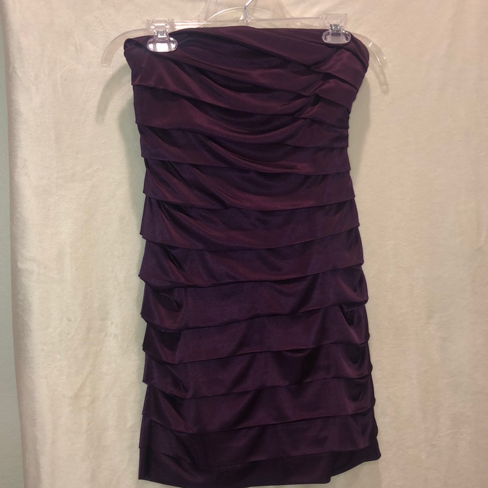 Strapless purple homecoming dress